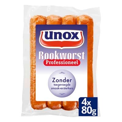 Unox Rookworst Professioneel 4 x 80 gram - Verkoop meer door Broodje Unox