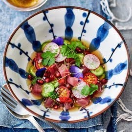Ceviche van tonijn met watermeloen