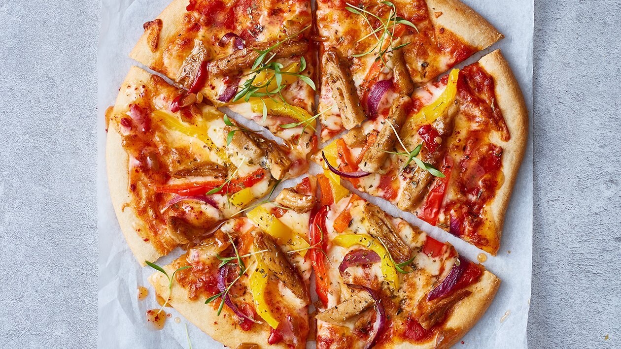 Pizza met vegetarisch gyros