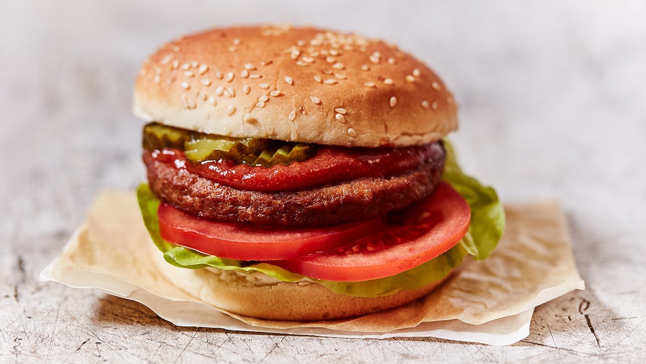 Pijnboom Amerika Preventie Vegetarische burger met ketchup - Recept Unilever Food Solutions