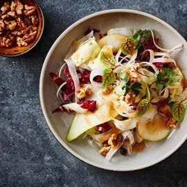 Radicchio met peer, Bastiaanse blauwe en walnoten