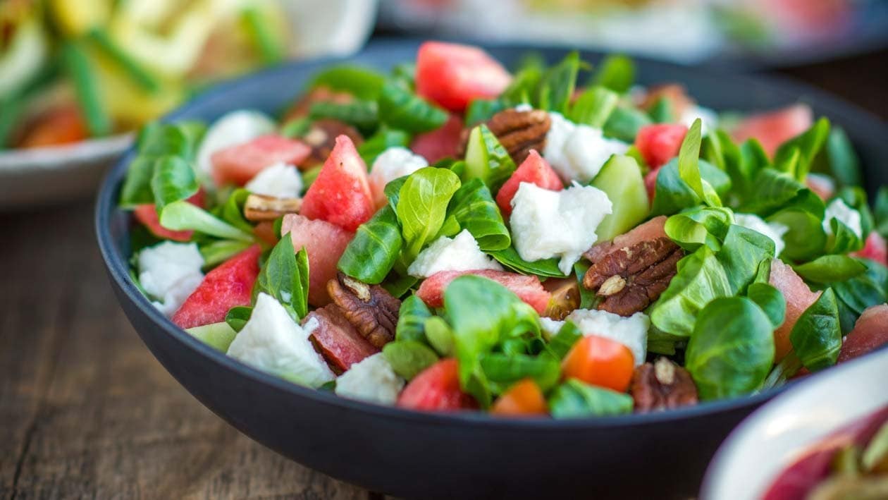 Salade van watermeloen en veldsla – Recept