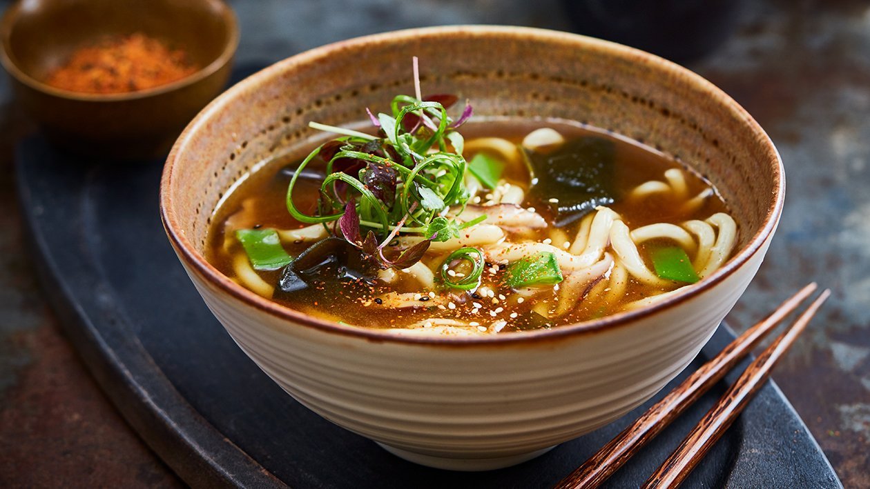 Japanse udon noedel soep