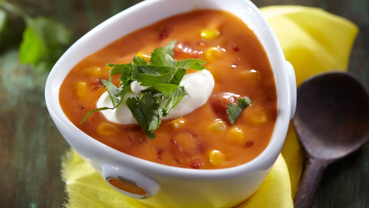 Mexicaanse tomatensoep met mais – Recept