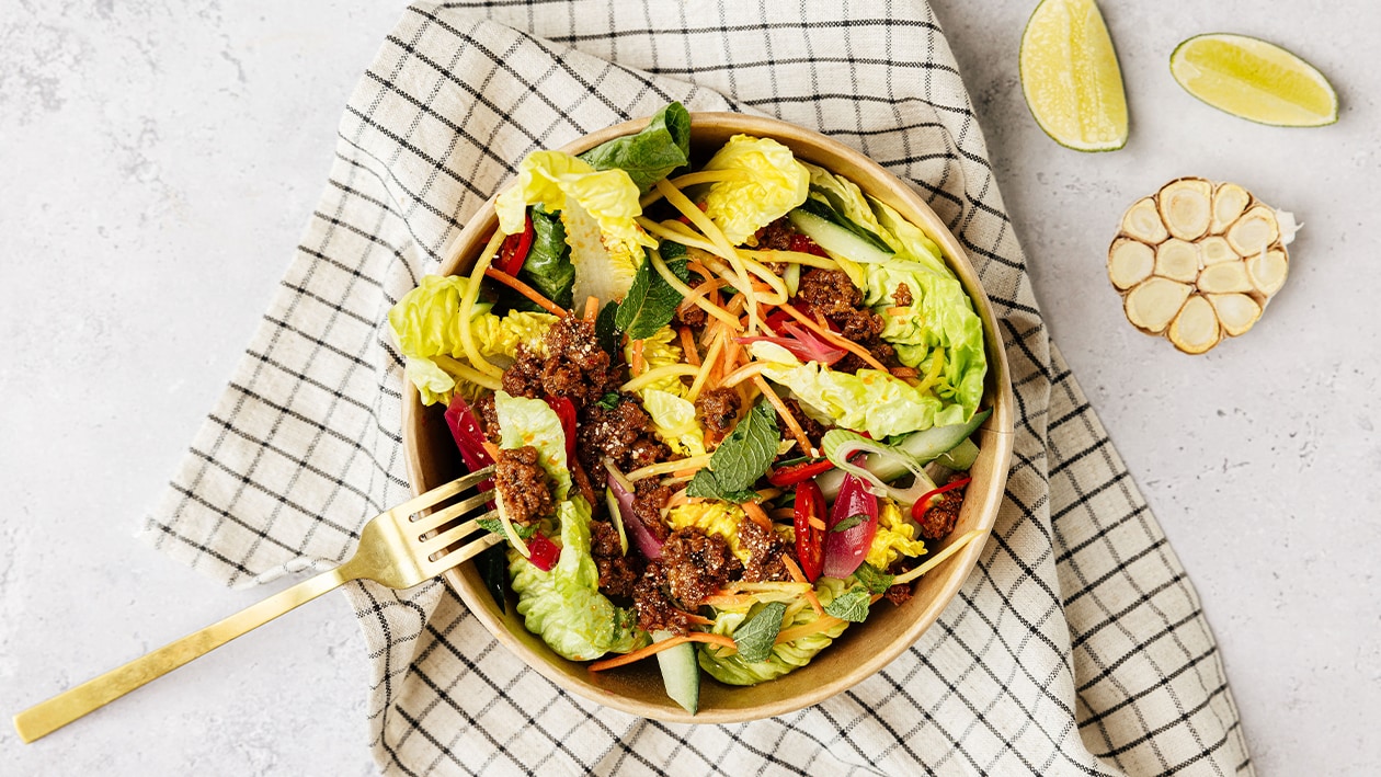 Vegan Thai beef larb salade – Recept