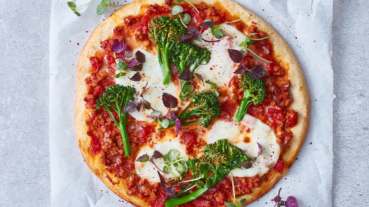Pizza met vegetarisch gehakt en chipotle – Recept