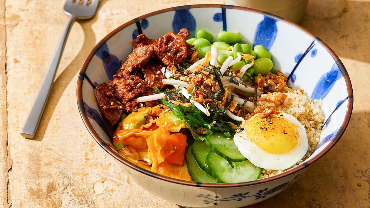 Koreaanse vegetarische bibimbap met quinoa – Recept