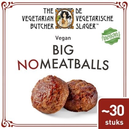 De Vegetarische Slager Big NoMeatballs Veganistische Gehacktbal Groot 30x90g - 