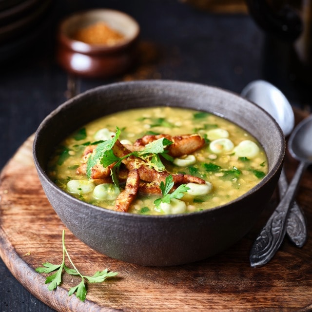 Turkse linzen soep met shoarma