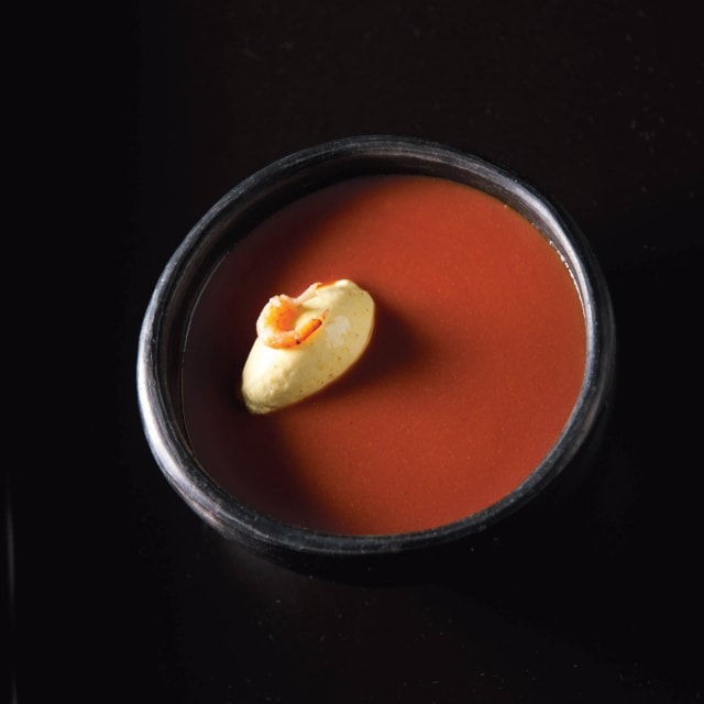Garnalenbisque met kerrie Garnalenbisque met kerrie