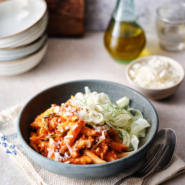 Penne met ragu en venkel Penne met ragu en venkel