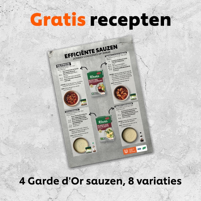 Download gratis de folder ‘Efficiënte sauzen zonder concessies op smaak’. 