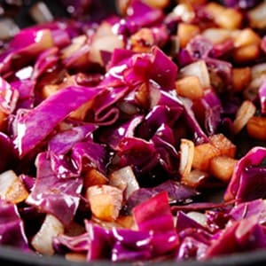 1. Gewokte rode kool